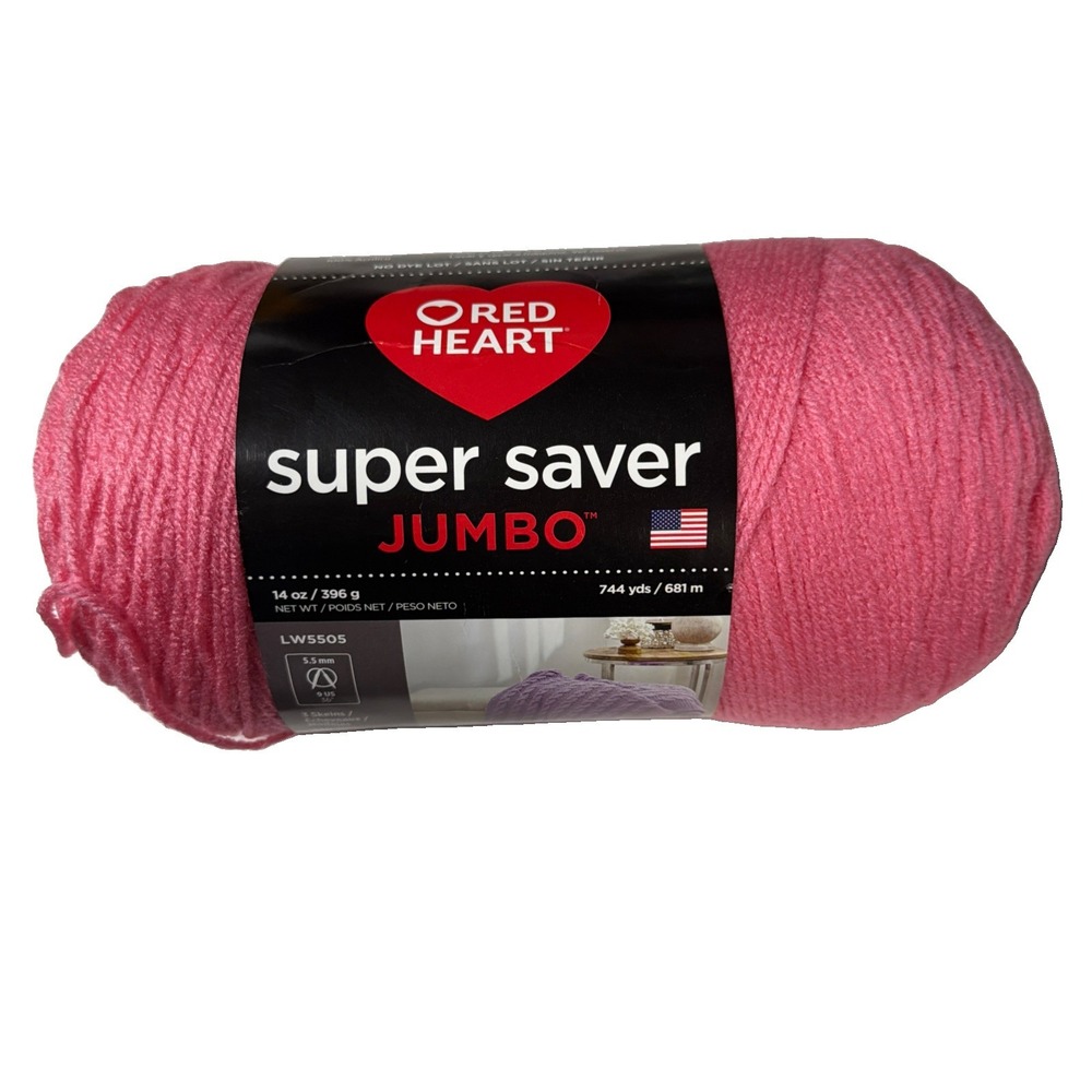 RED HEART E302 706 Super Saver Jumbo Yarn Perfect Pink 14oz 396g